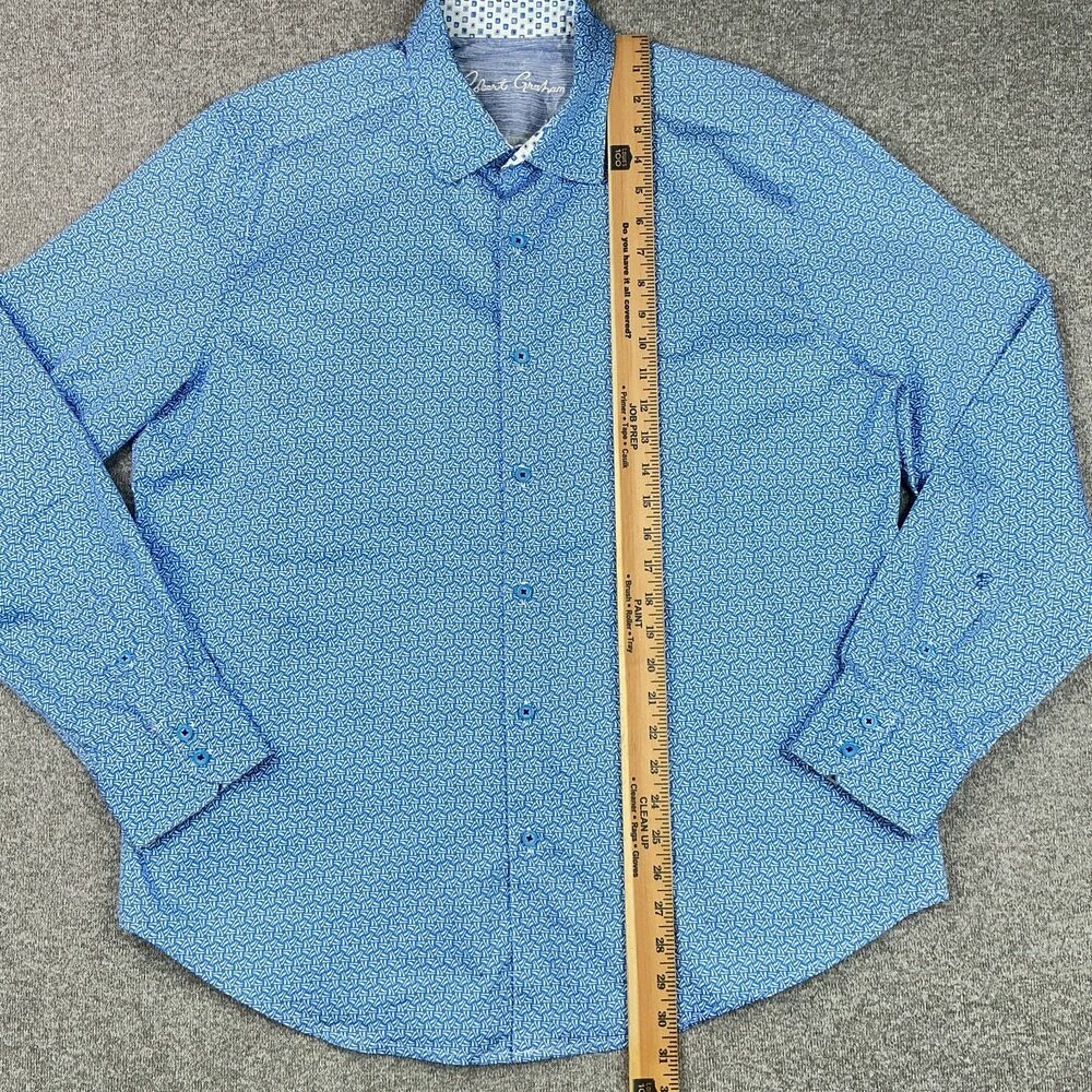 Robert Graham Dress Shirt XL Blue Geometric Print Button Up Long Sleeve Preppy - Picture 15 of 15